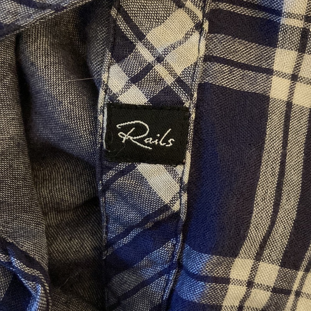 Rails Navy and White Plaid Button Down Shirt - Picture 4 of 9